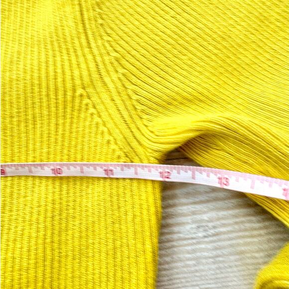 Anthropologie Sweetheart Ribbed Knit Sweater | Chartreuse Size‎ M - Picture 6 of 7